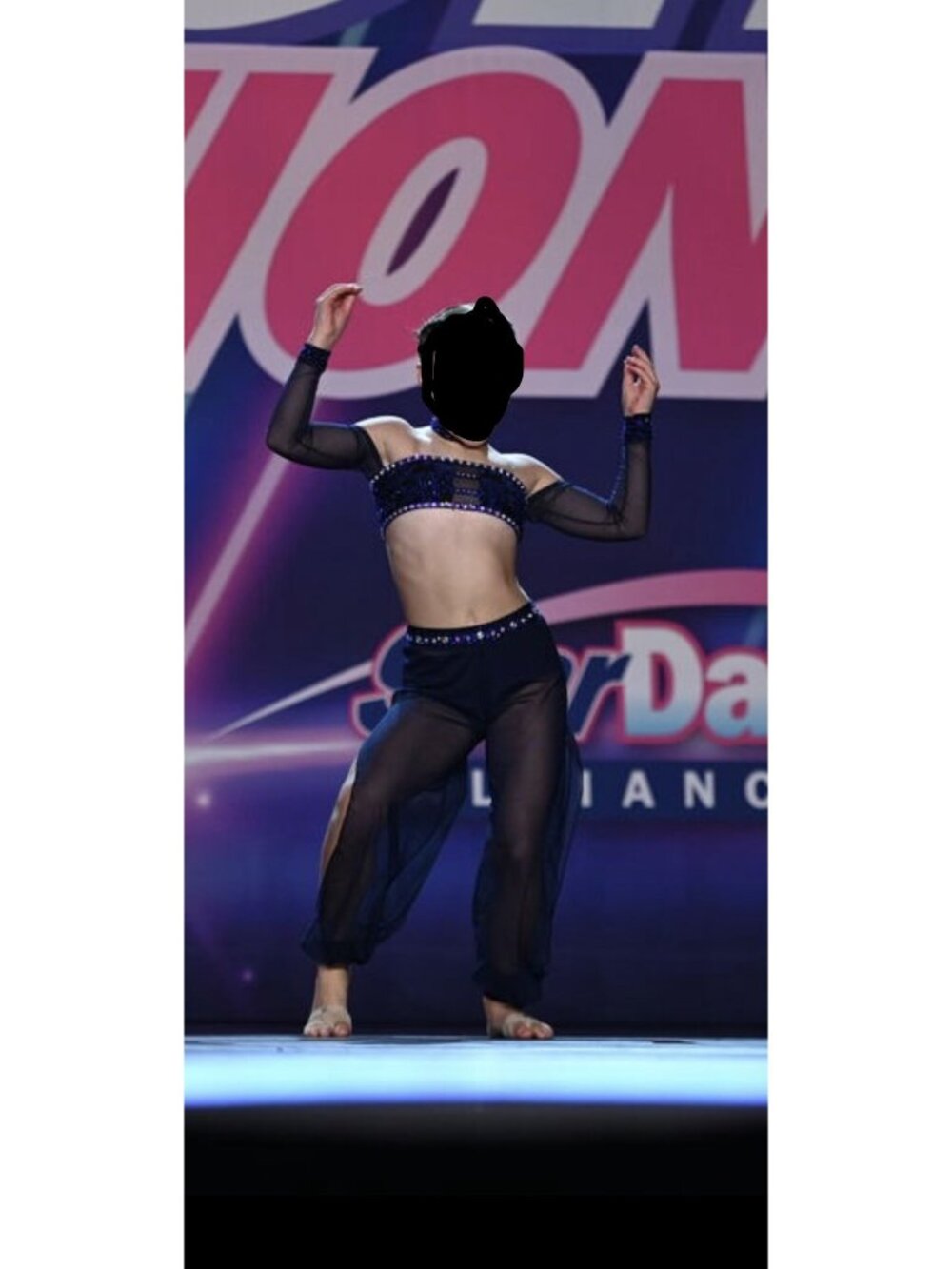 AA DANCE COSTUMES DARK NAVY BLUE BALLY SET CHILD LARGE CUSTOMIZED COMPETITION JA